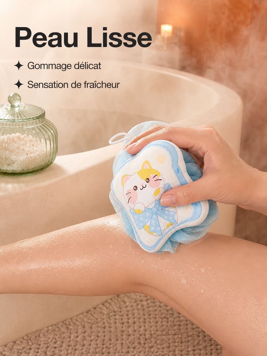 Fleur de douche douce 2-en-1 avec éponge exfoliante