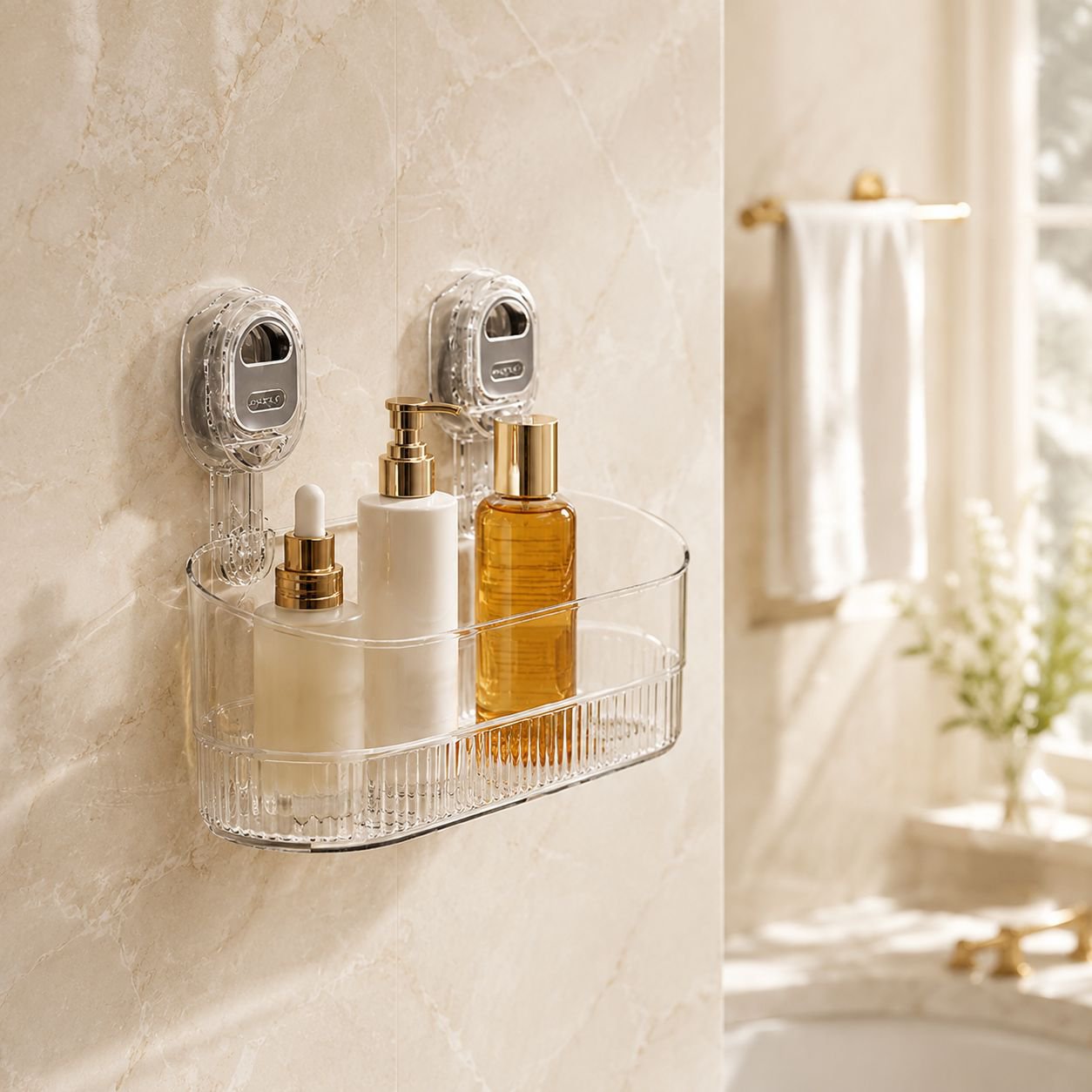 Panier de rangement mural amovible pour lavabo, sans perçage