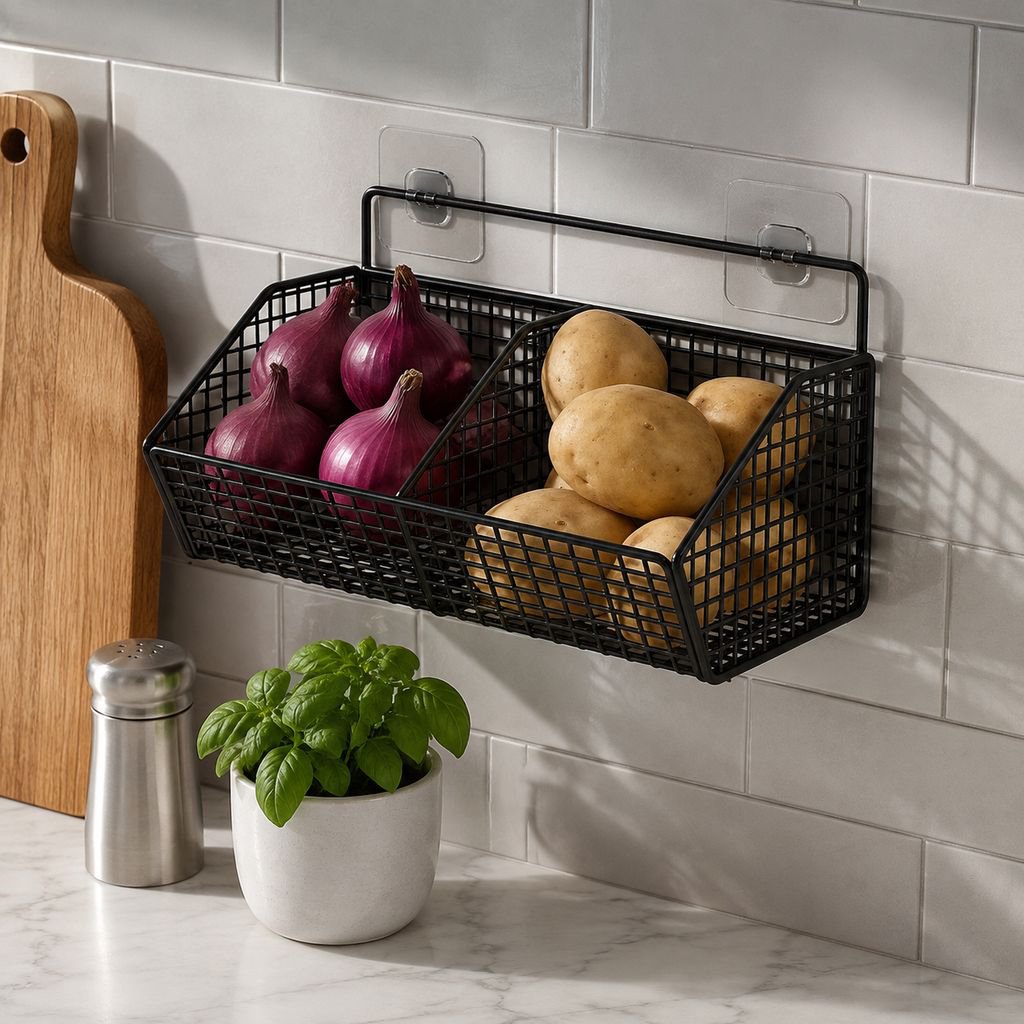 No-Drill Kitchen Wall Storage Shelf