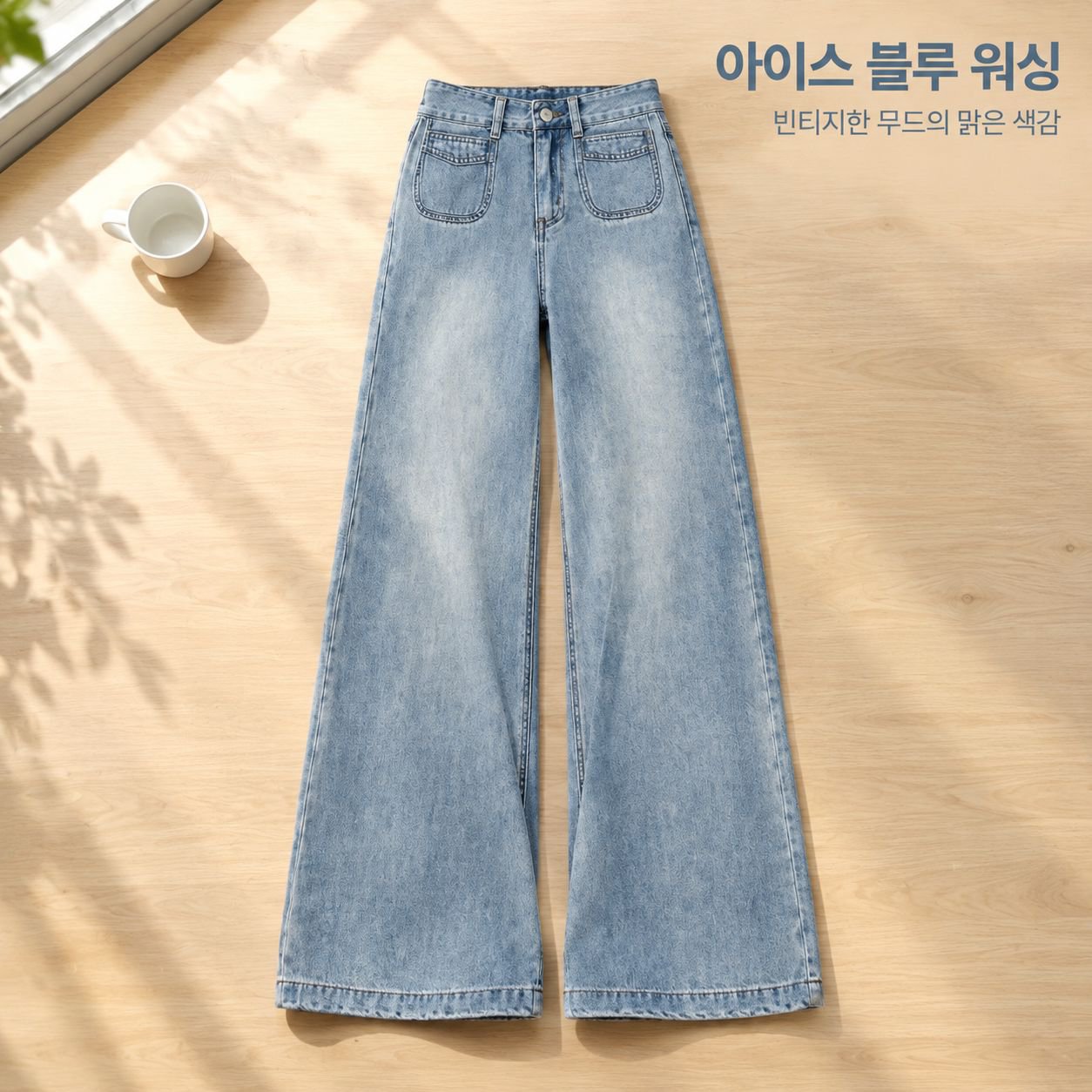 여유로운 핏의 스트레이트 와이드 레그 디자인으로 편안함을 강조