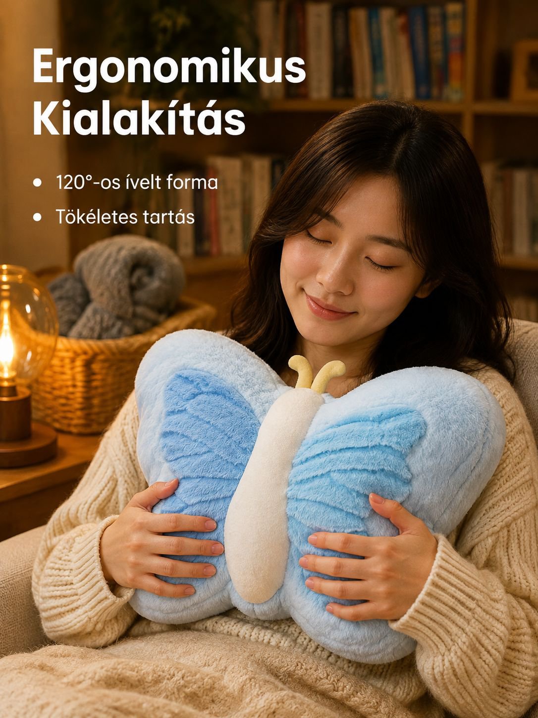 Kényelmes, pillangó alakú ölelőpárna