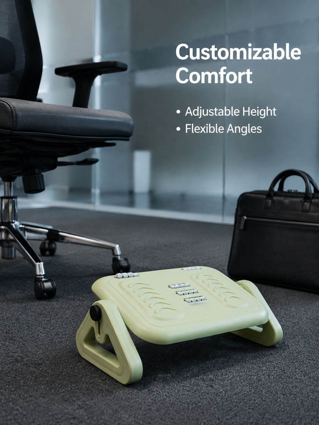 Adjustable Massage Footstool/Footrest Under Desk/Anti-Crossing Leg Pad