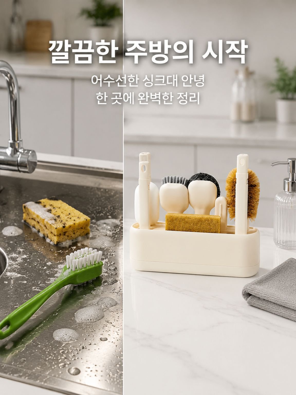 주방 수납 도구 브러시 세트