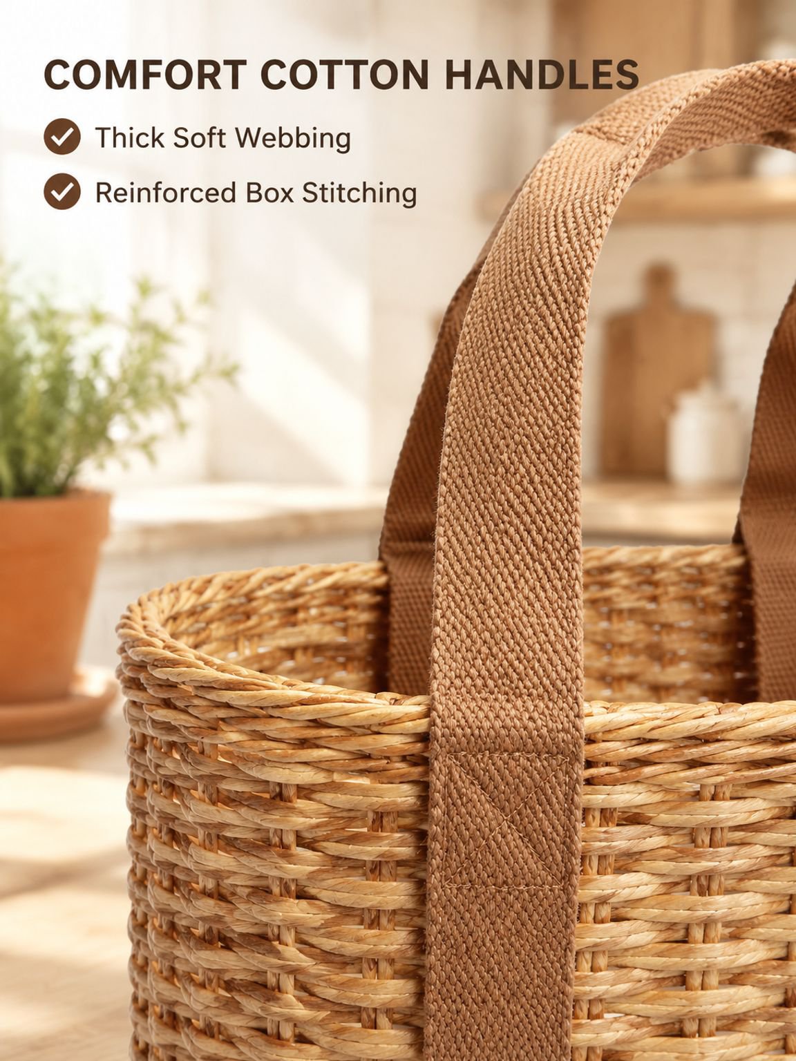 Vintage Rattan-Style Picnic Basket, Outdoor Shopping Basket, Camping Fruit Basket Bag