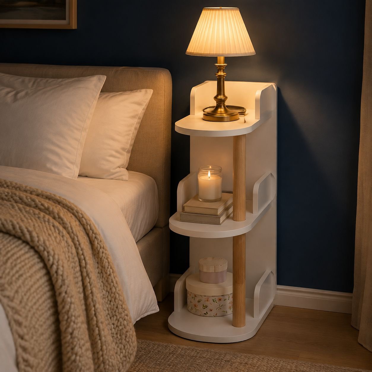 Easy-to-access bedside storage organizer