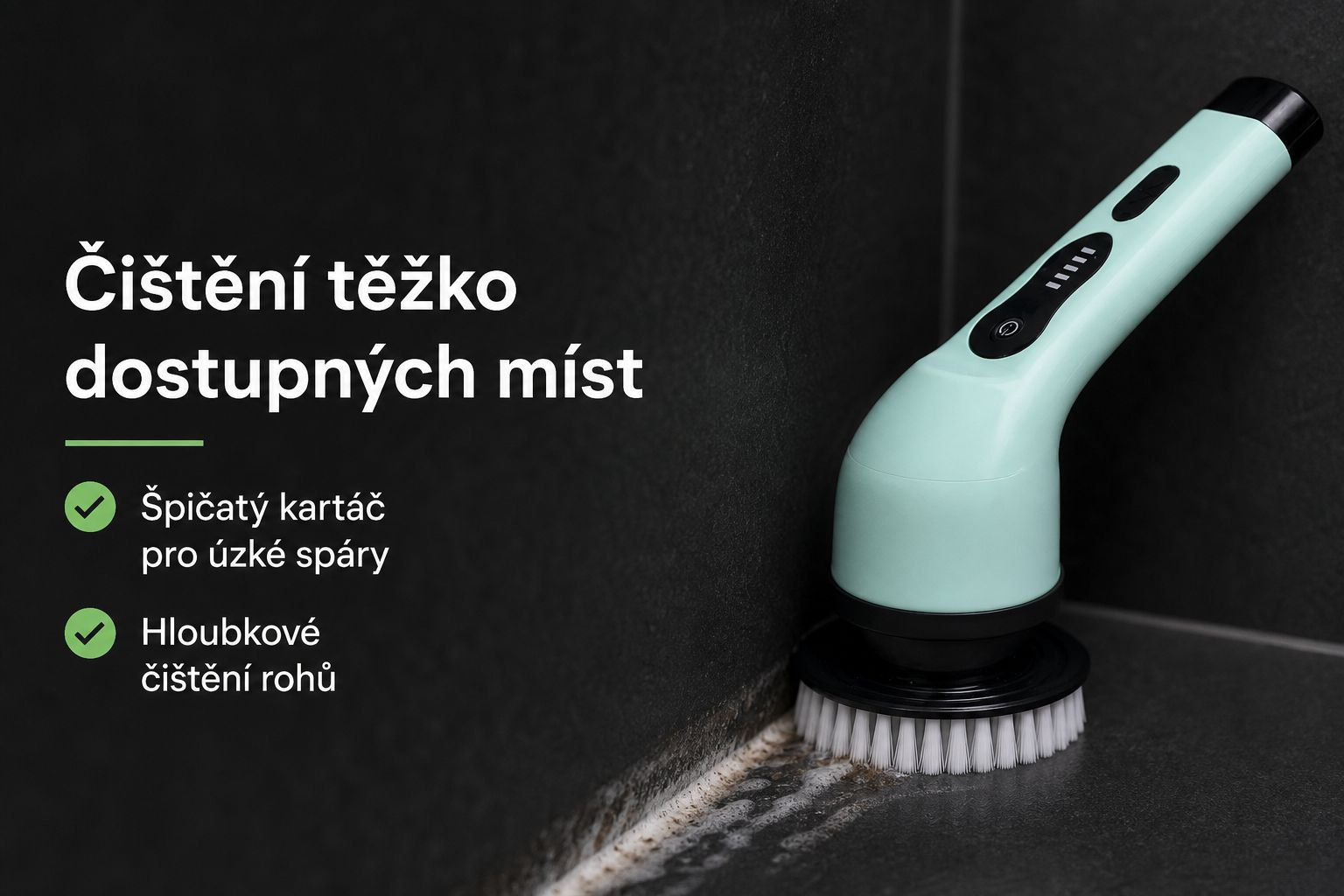 Detail rotační hlavice elektrického čističe