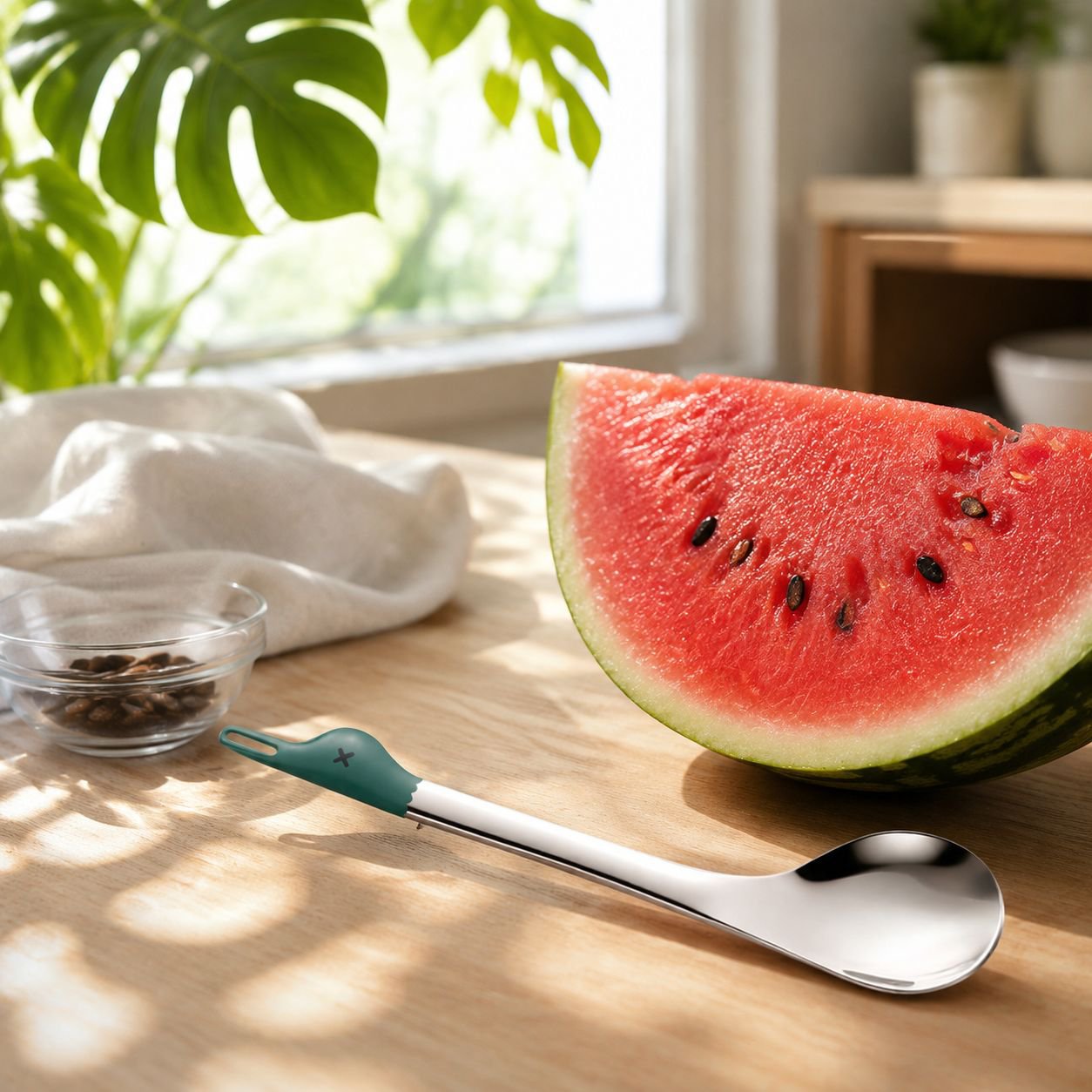 Stainless Steel Cartoon Duck Watermelon Spoon Multifunctional Stylish Tableware