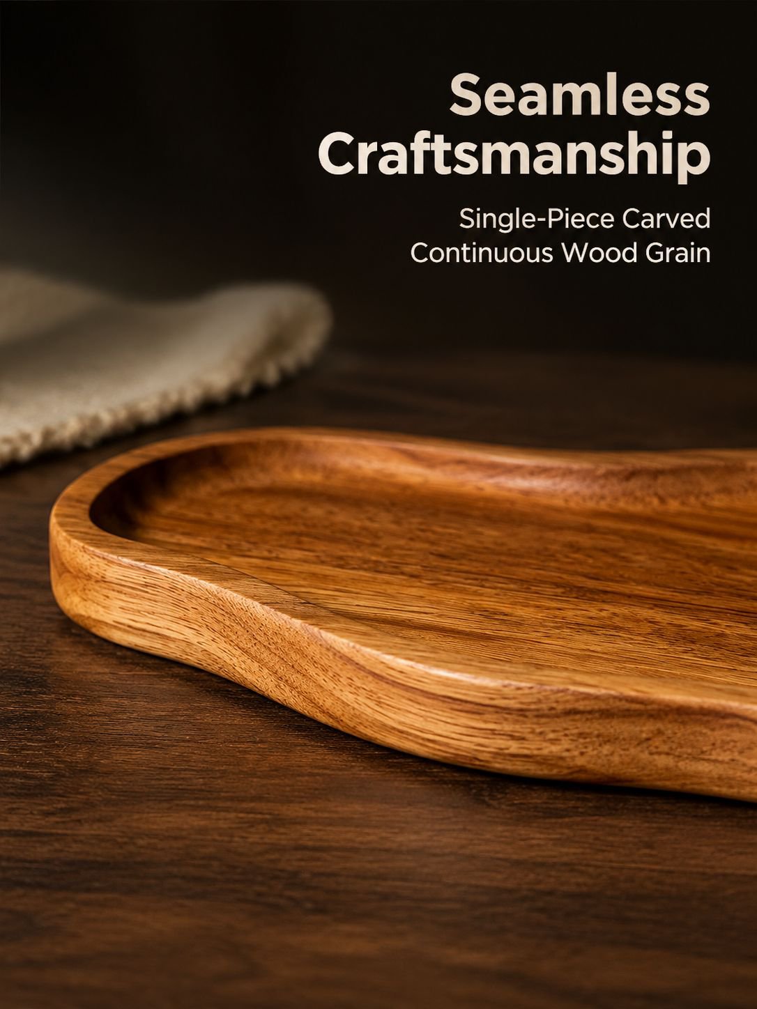 Acacia Wood Peanut-shaped Tray, Japanese Style Wooden Coffee & Tea Dessert Fruit Bread Tray
