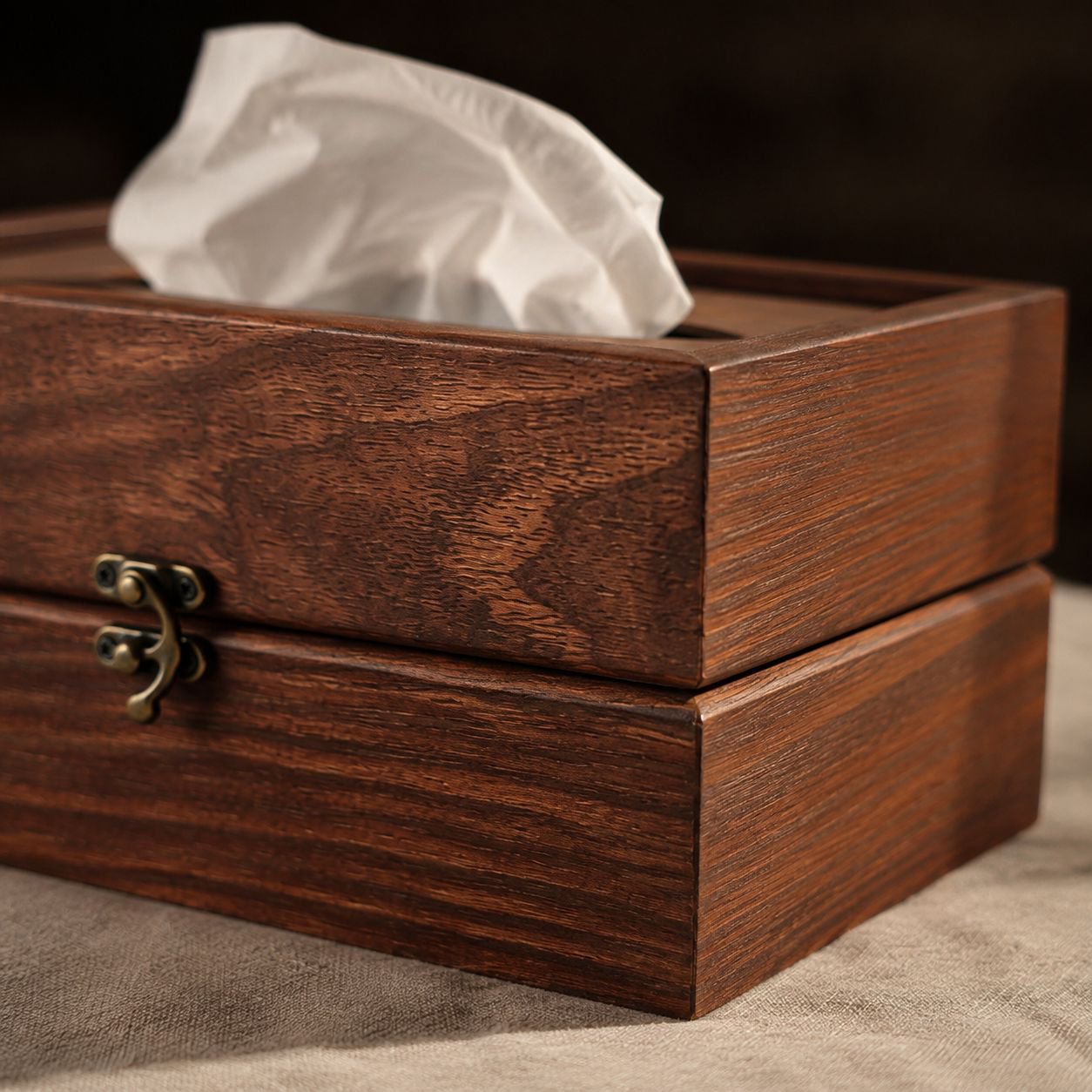 Caja de pañuelos multipropósito de madera para oficina