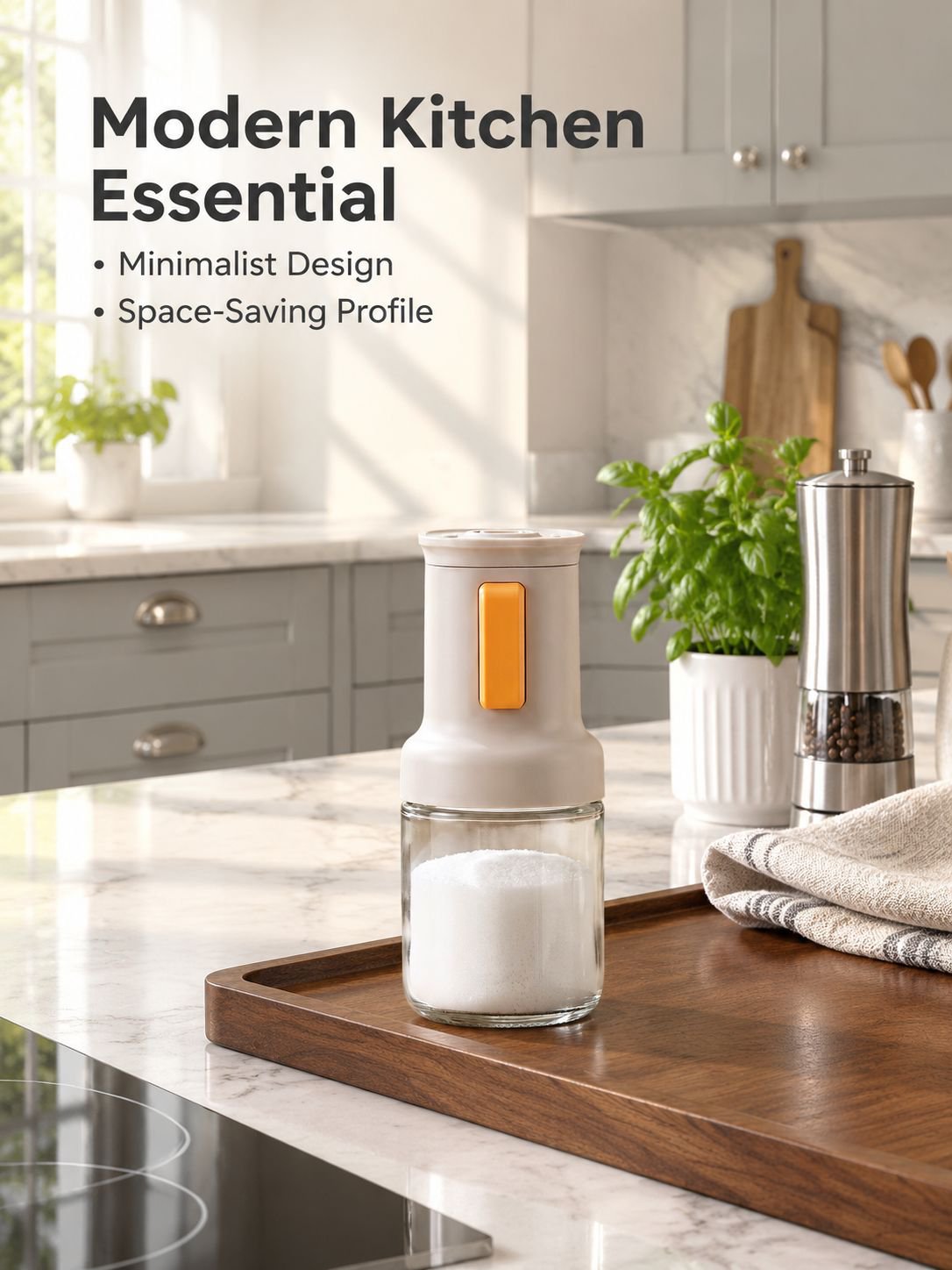 Quantitative press type salt shaker with moisture proof kitchen seasoning dispenser design
