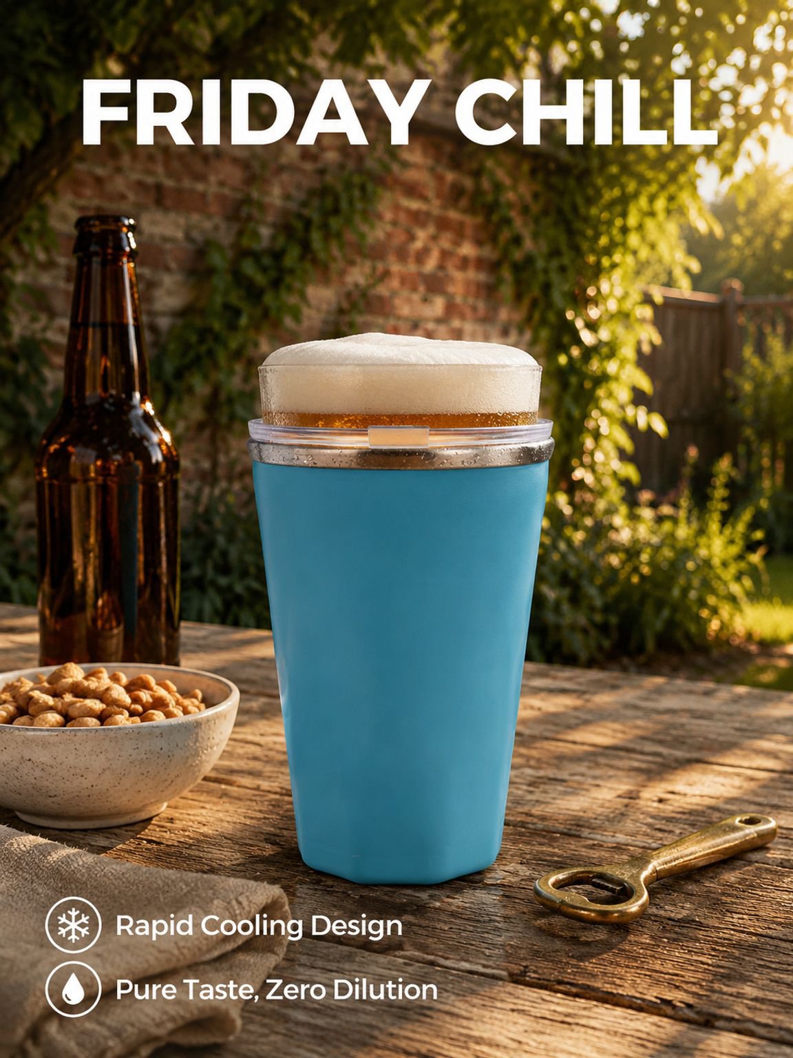 Creative Ice Cup Chilled Water Cup with Double Layer, Large Capacity, Ice Beer Cup, Quick Freezing, 
