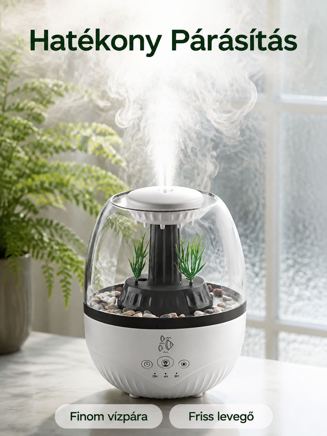 Színes hangulatvilágítású, csendes akvárium aromapárásító, otthoni asztali dekoratív diffúzor