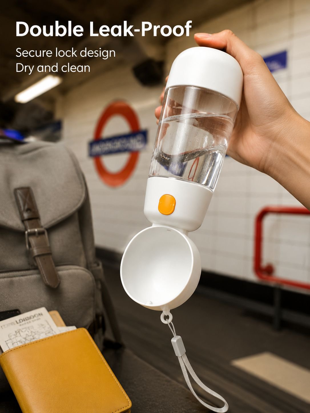 Outdoor hydration bottle for dogs during daily walks