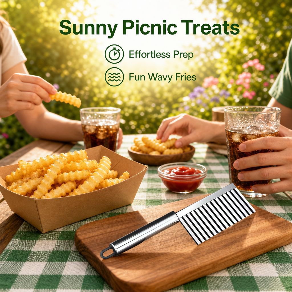 Stainless Steel Crinkle Cut Knife Wavy Potato Cutter French Fry Slicer
