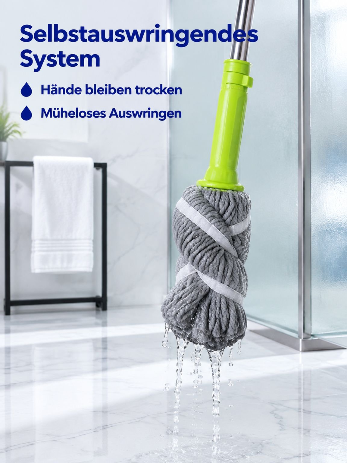 [Inklusive Ersatzkopf] Selbstauswringender Mikrofaser-Rotationsmopp