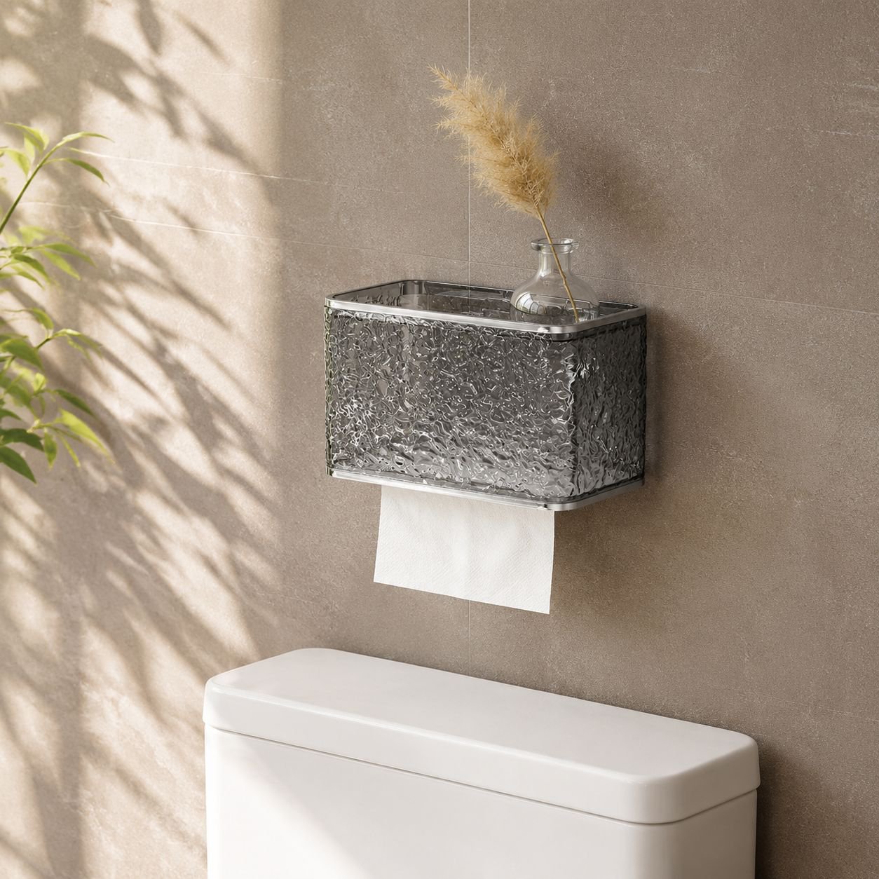 Contemporary bathroom accessory tissue holder