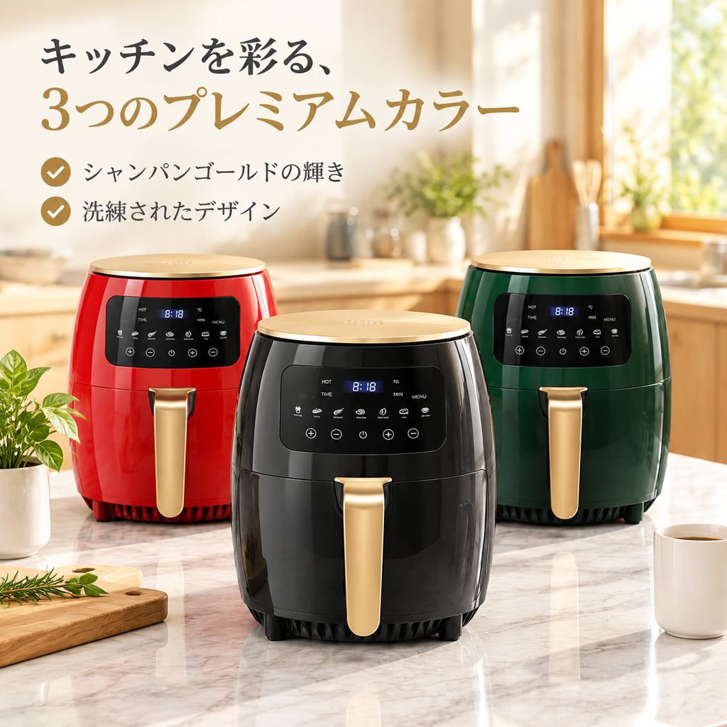 家庭用多機能エアフライヤー 6L大容量電気フライヤー