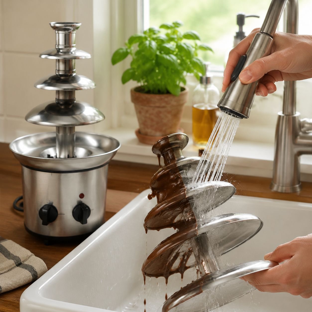 Máquina de pulpa en cascada con torre de fusión de fuente de chocolate de cuatro capas de acero inox