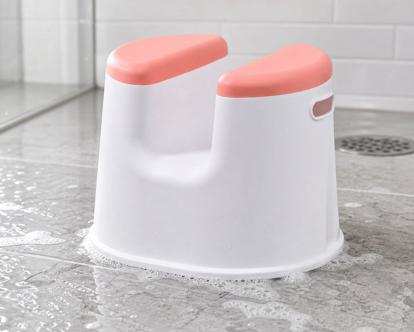 Sturdy bath stool for pregnant women in bathroom setting