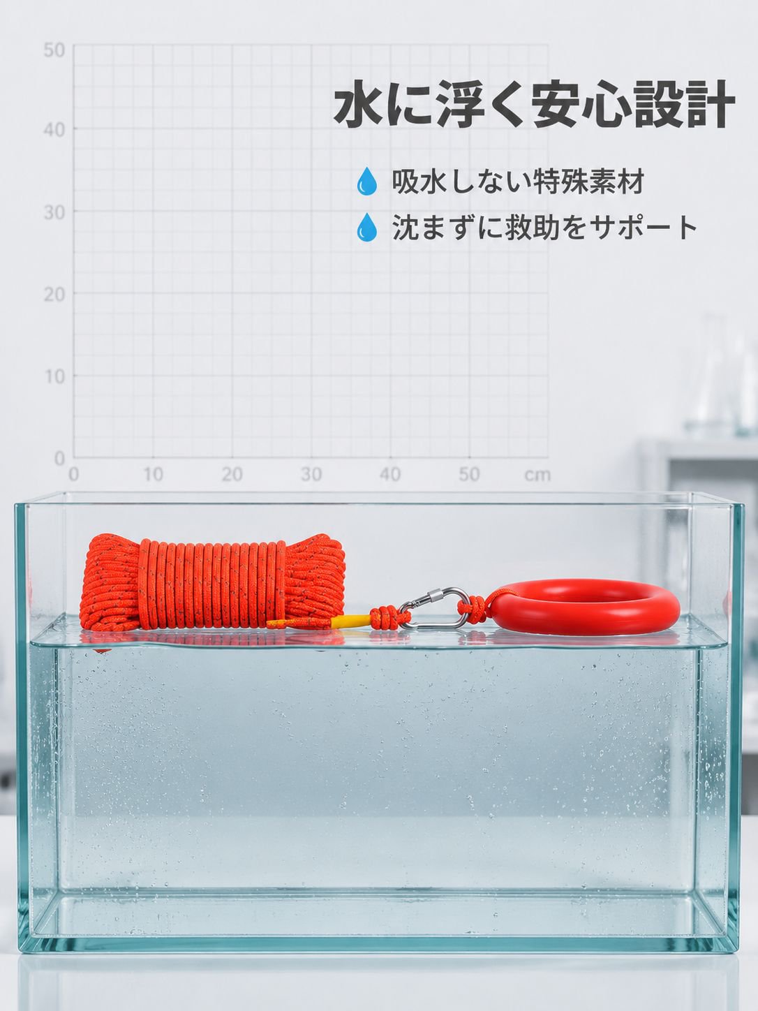 高視認性の救助ロープディテール