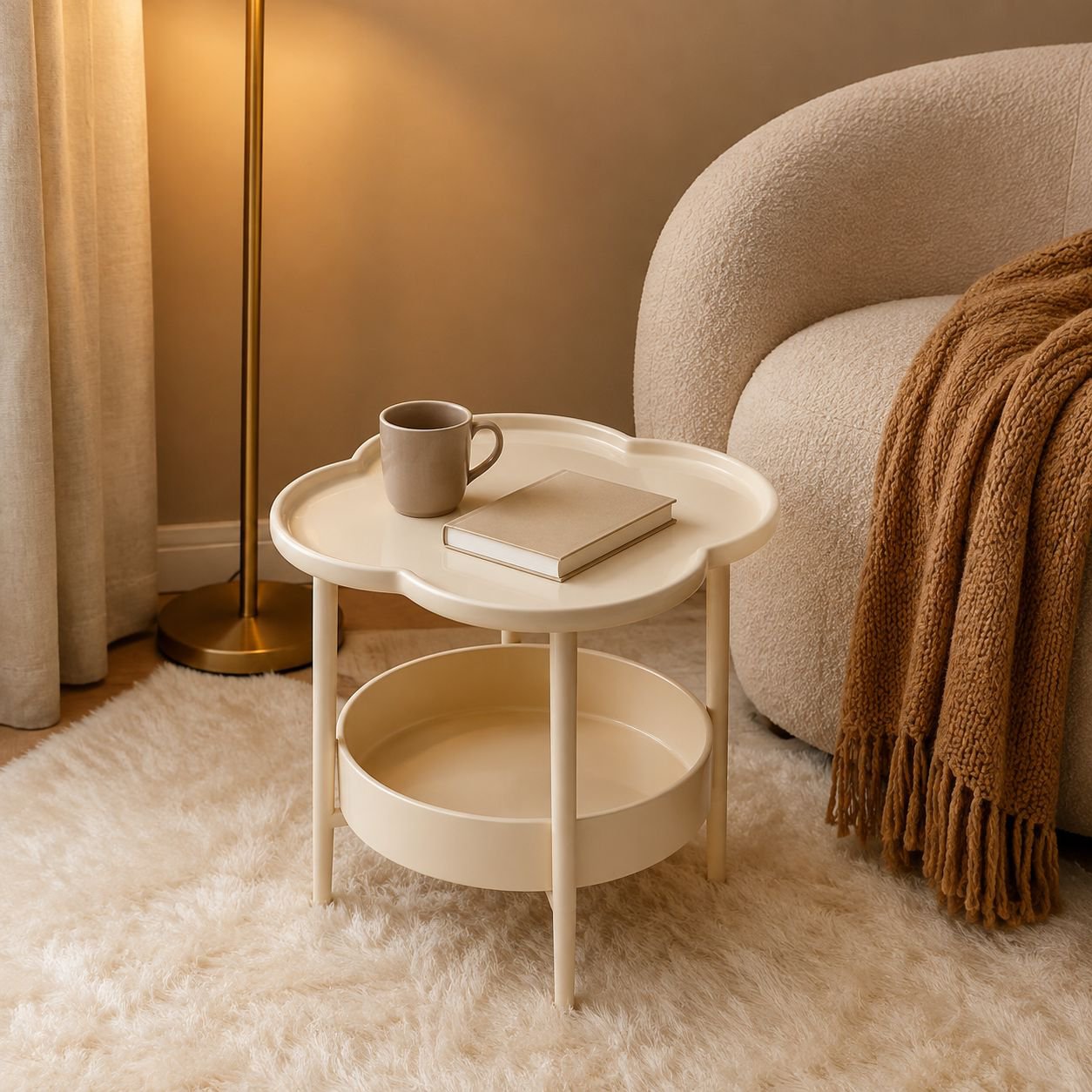 Modern Nordic Cream Side Table