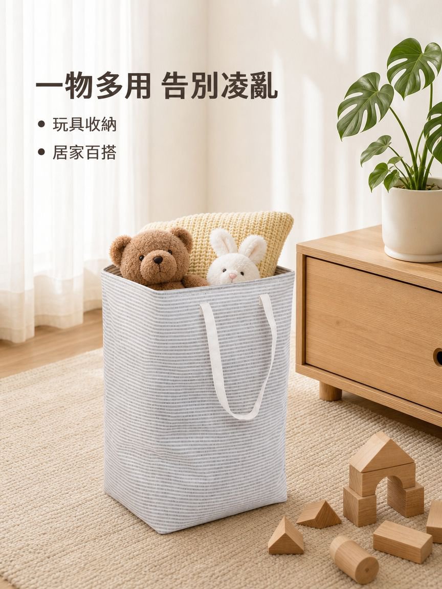 條紋折疊髒衣簍收納袋