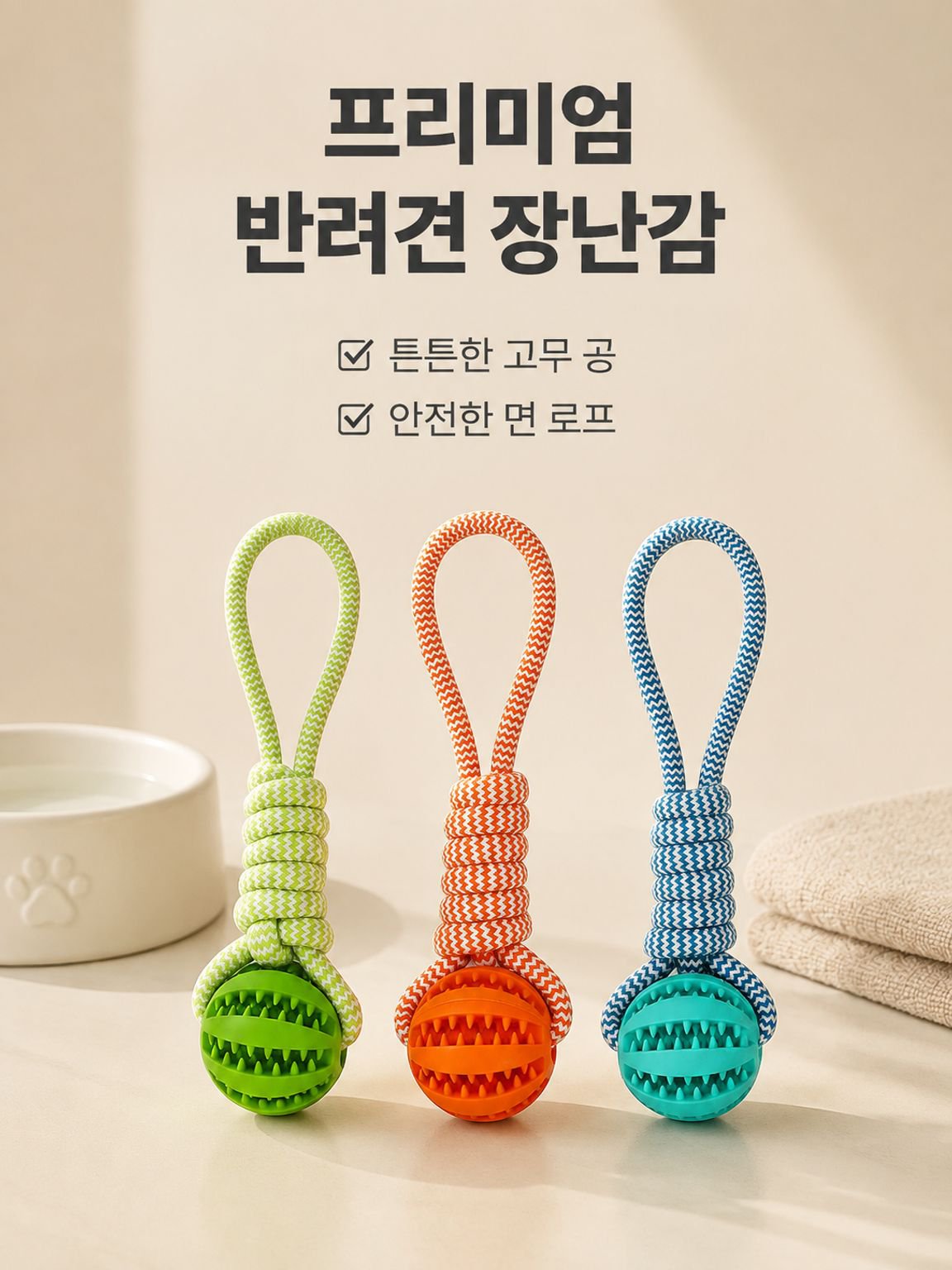 애완동물 장난감 수박형 밧줄 개 씹기