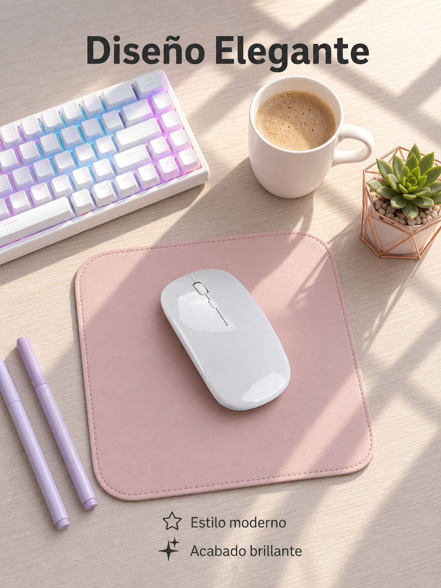Ratón gamer silencioso para chicas, inalámbrico, blanco brillante