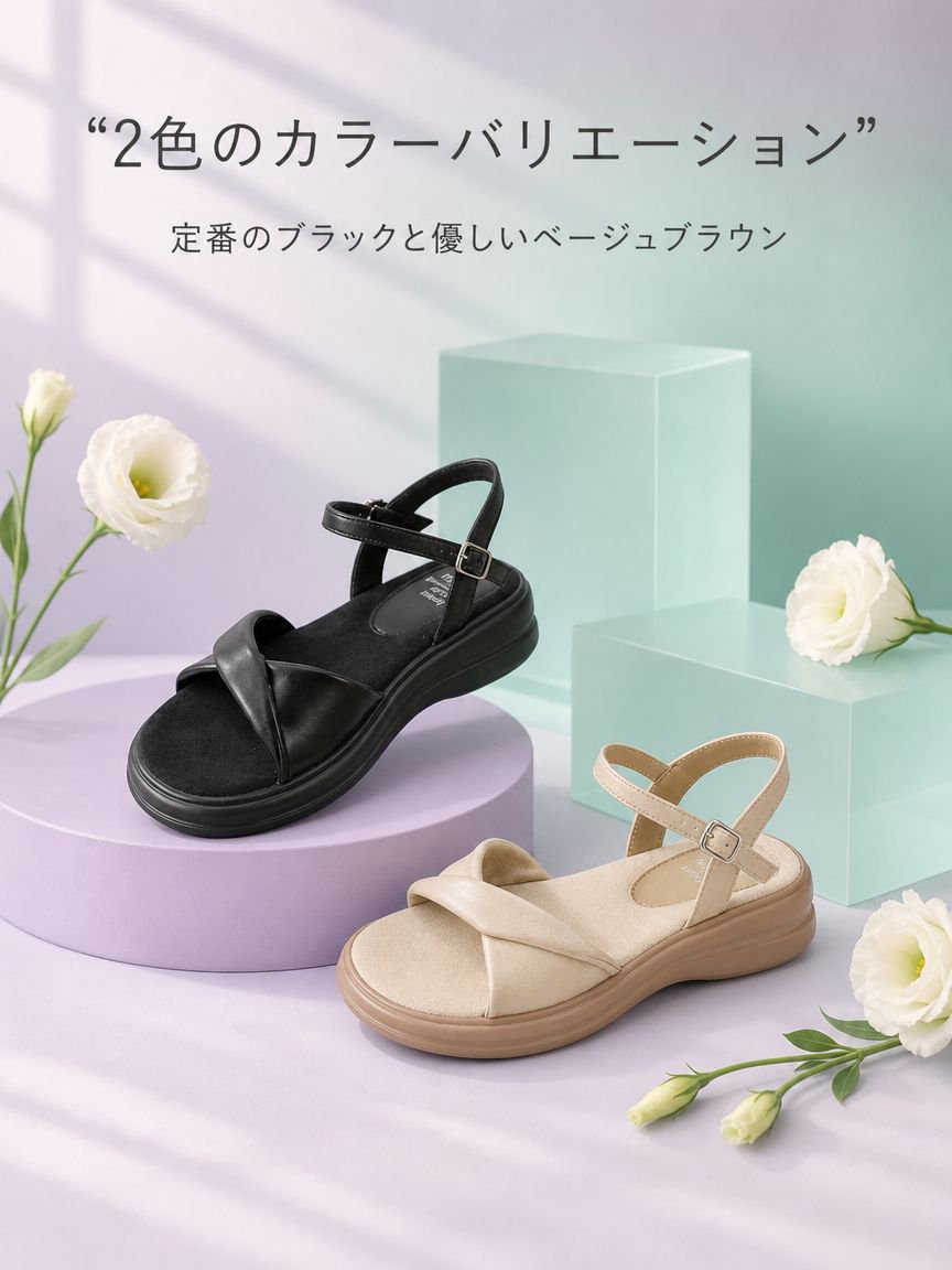 夏用厚底ワンストラップサンダル全体画像