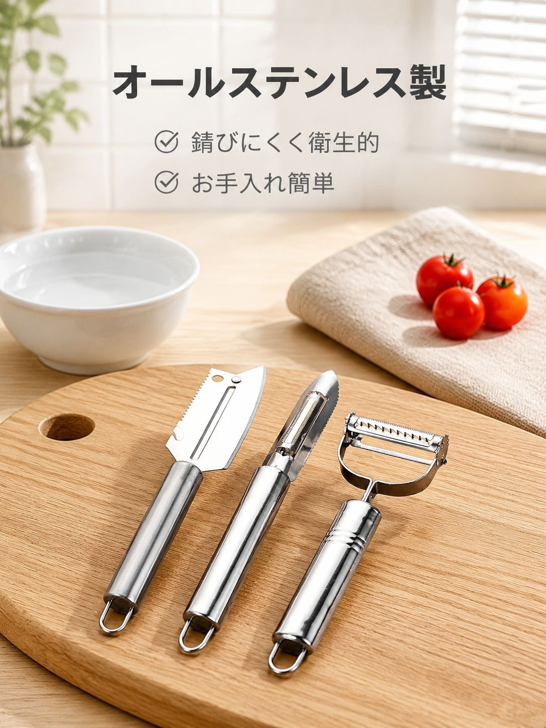 キッチンステンレスピーラー 創造的なスマイルフェイスデザイン 家庭用・レストラン用