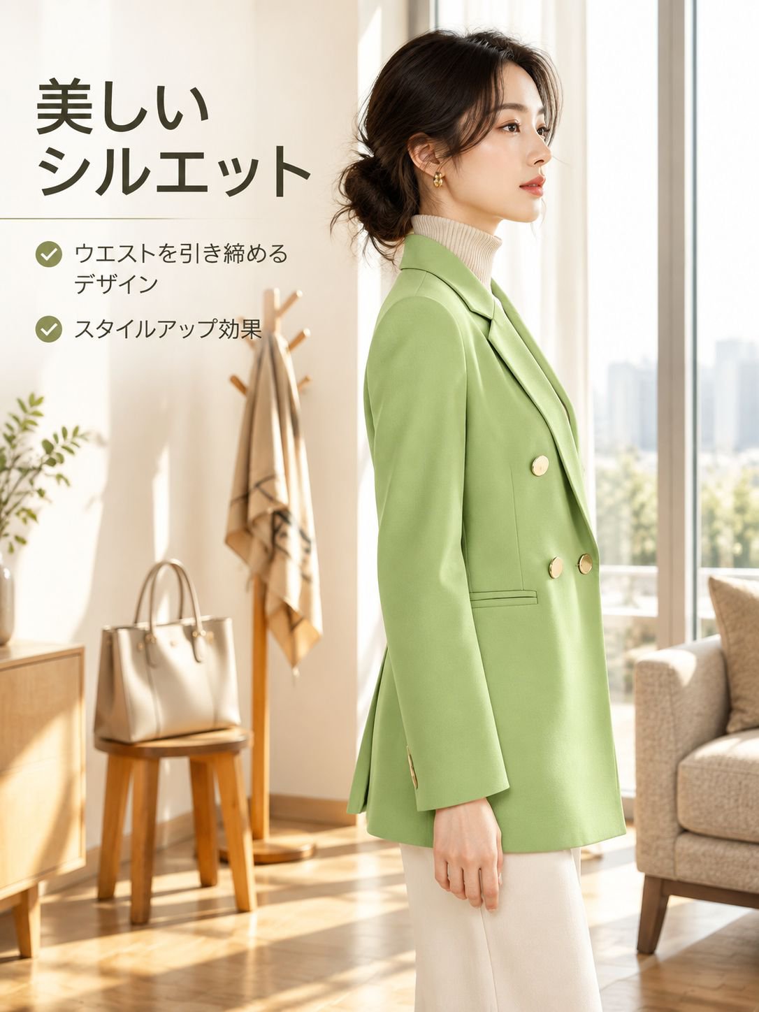女性用長袖ブレザー 