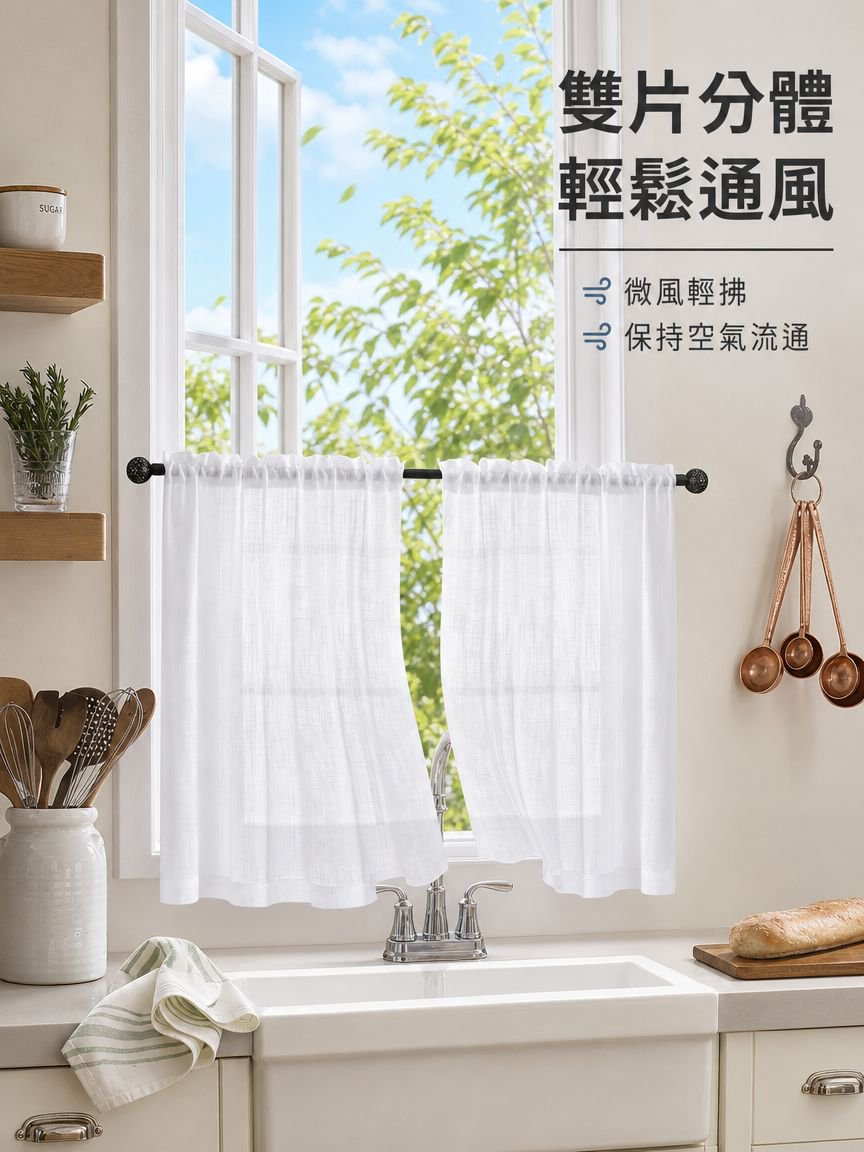 亞麻廚房遮光隔斷窗簾