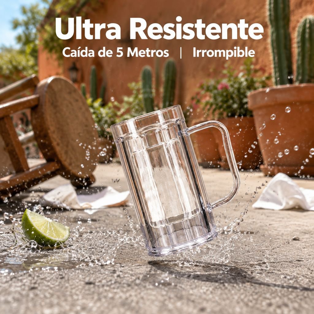 Jarra de Cerveza Acrílica Plástico PET 500ml con Asa para KTV Bar