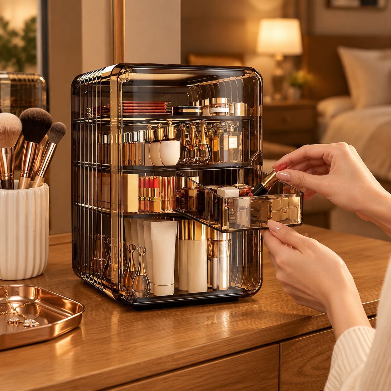 Transparent Acrylic Lipstick & Facial Mask Organizer