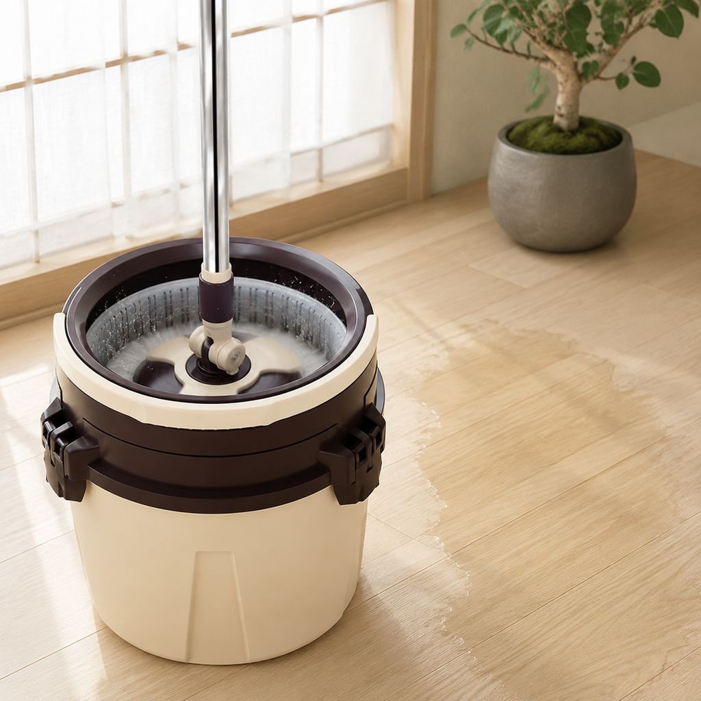 シングルバケツ付き家庭用回転モップのセット