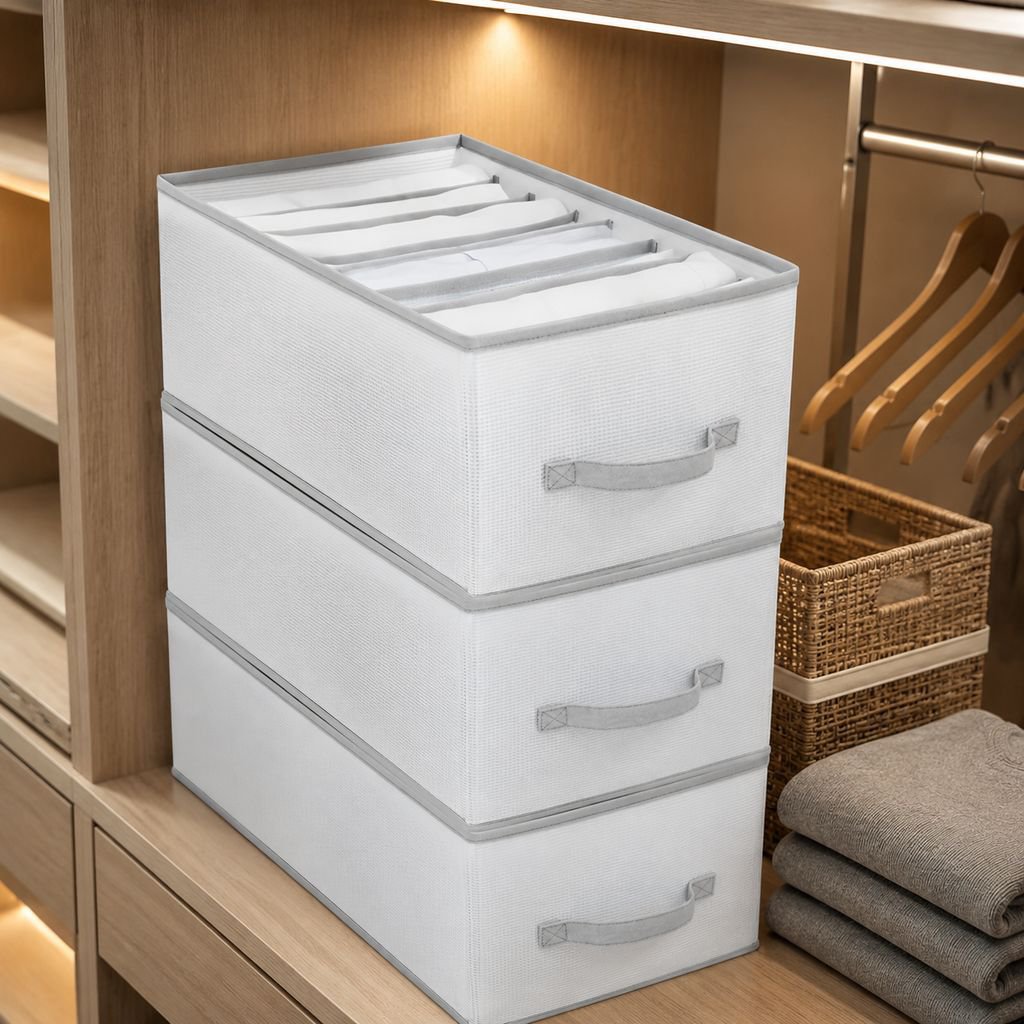 Large Capacity Transparent Drawer Organizer for Underwear and Panties, 8-Compartment Divider
