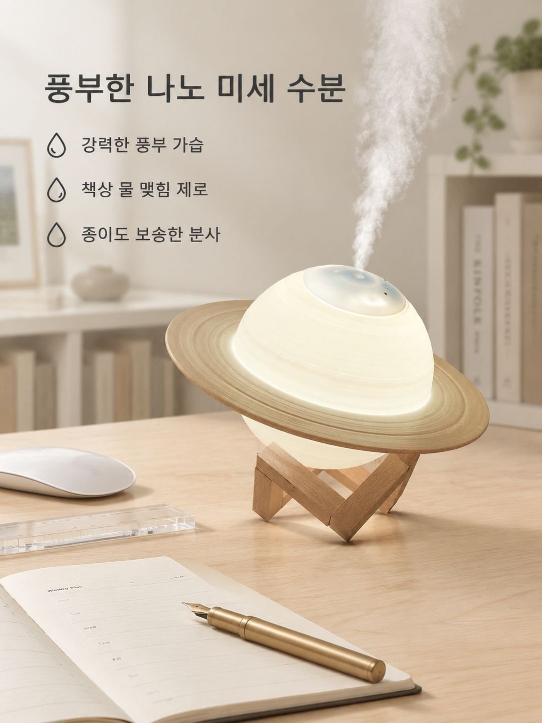 가정용 토성 모양 가습기 – 저소음 작동