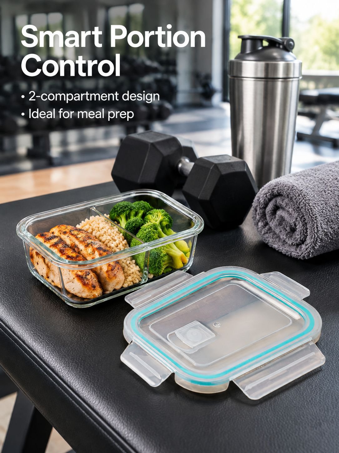 Stackable divided glass lunch containers for refrigerator organization
