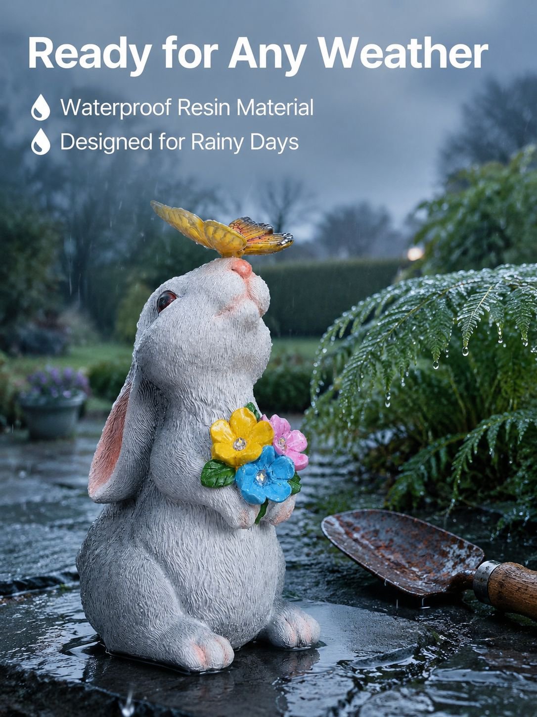 Outdoor Garden Solar Resin Glowing Rabbit Ornament