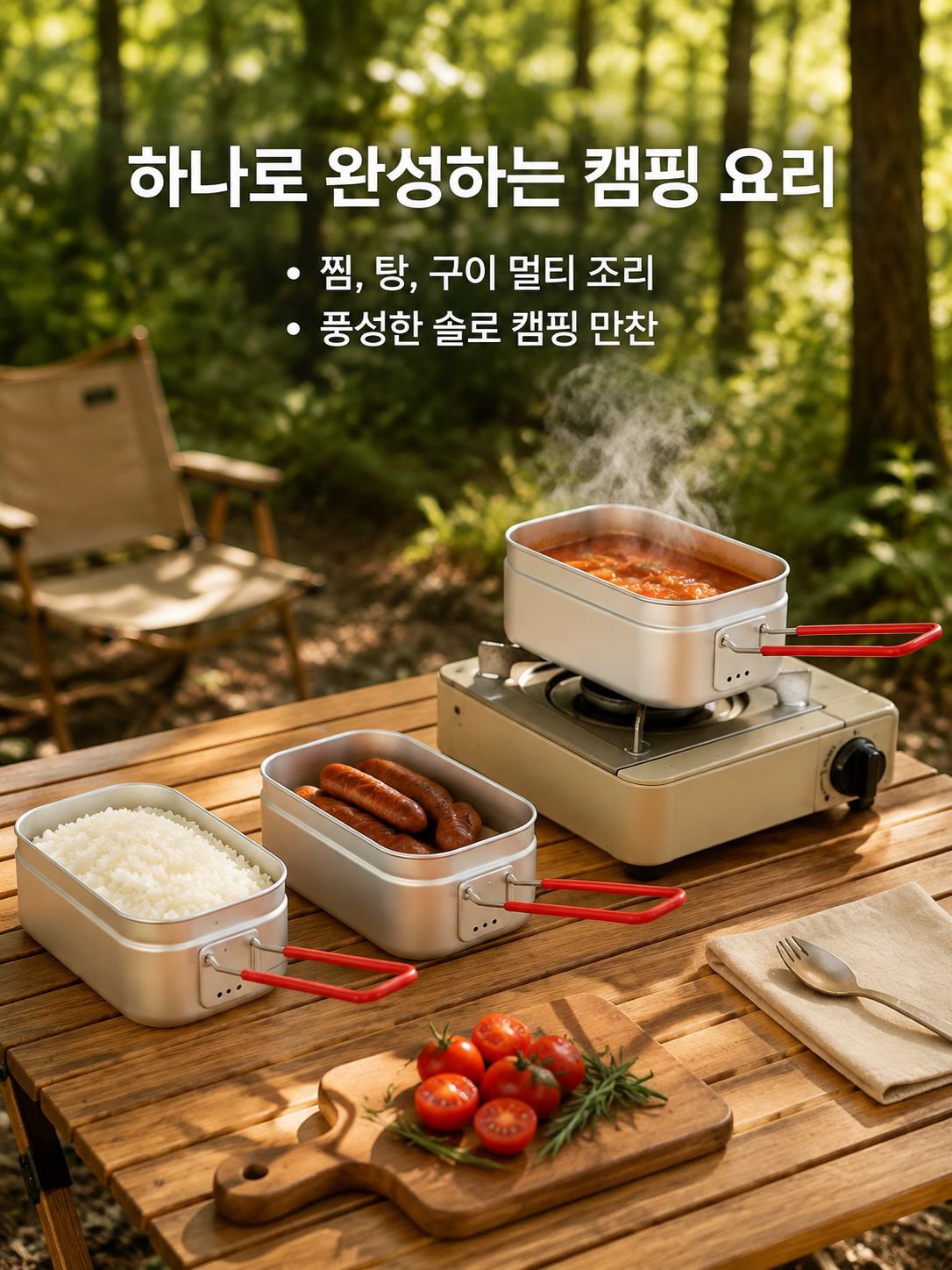 캠핑용 다기능 알루미늄 도시락통