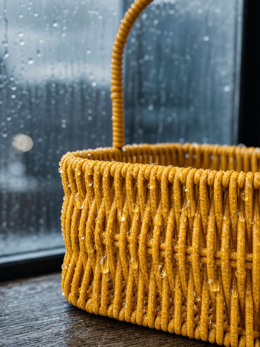 Wall mounted vegetable storage basket with woven design
