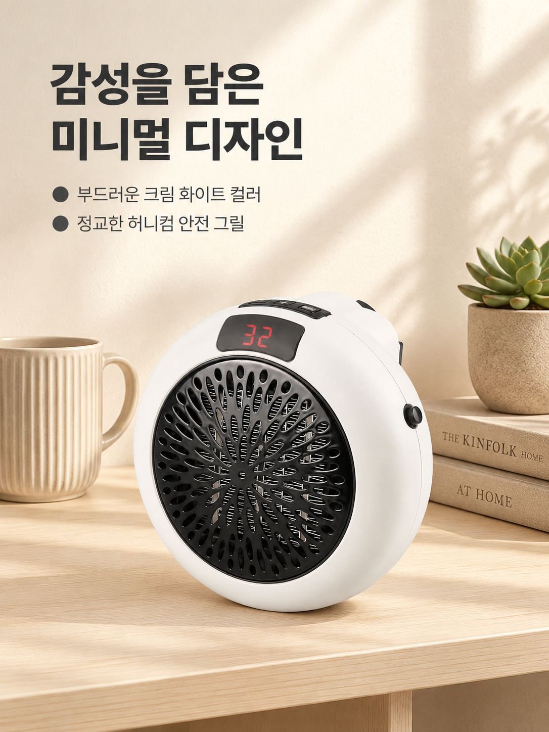 미니 온풍기 가정용 사무용 겸용 탁상용 벽걸이 겸용 원형 휴대용 전기 히터