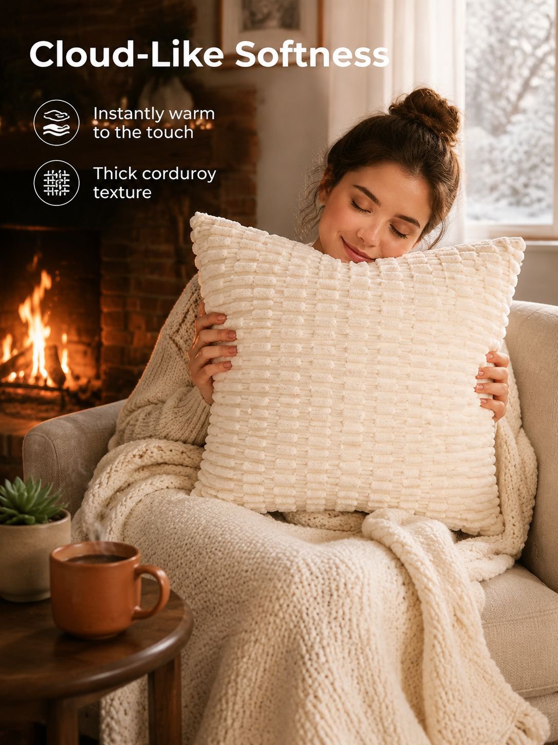Home Corduroy Sofa Pillow Cover