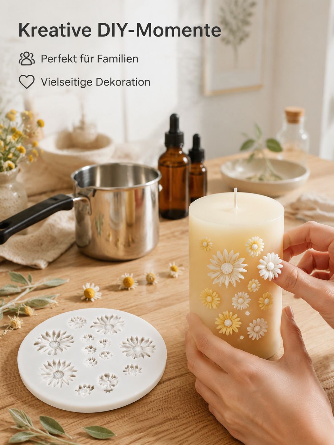 Kerzen-Set Gänseblümchen Sonnenblume Silikonform