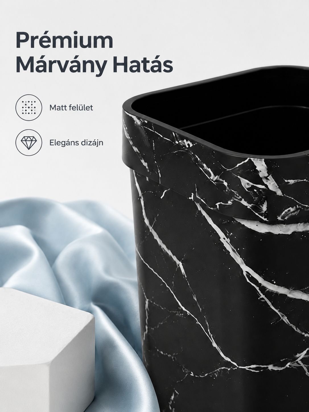 Márvány mintás elegáns szemetes nappaliba