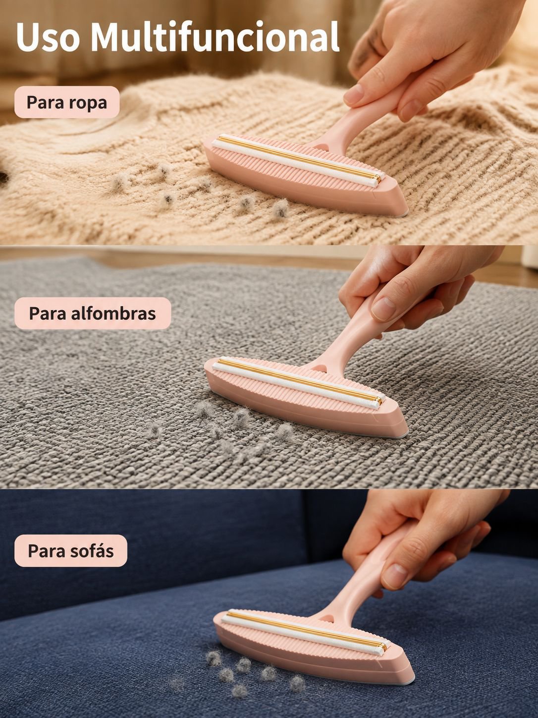 Quitapelusas multifuncional para ropa, alfombras y sofás
