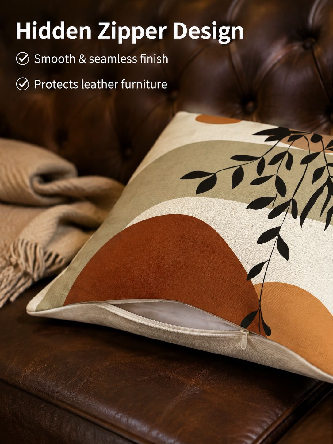 Olive leaf sunset linen pillowcase