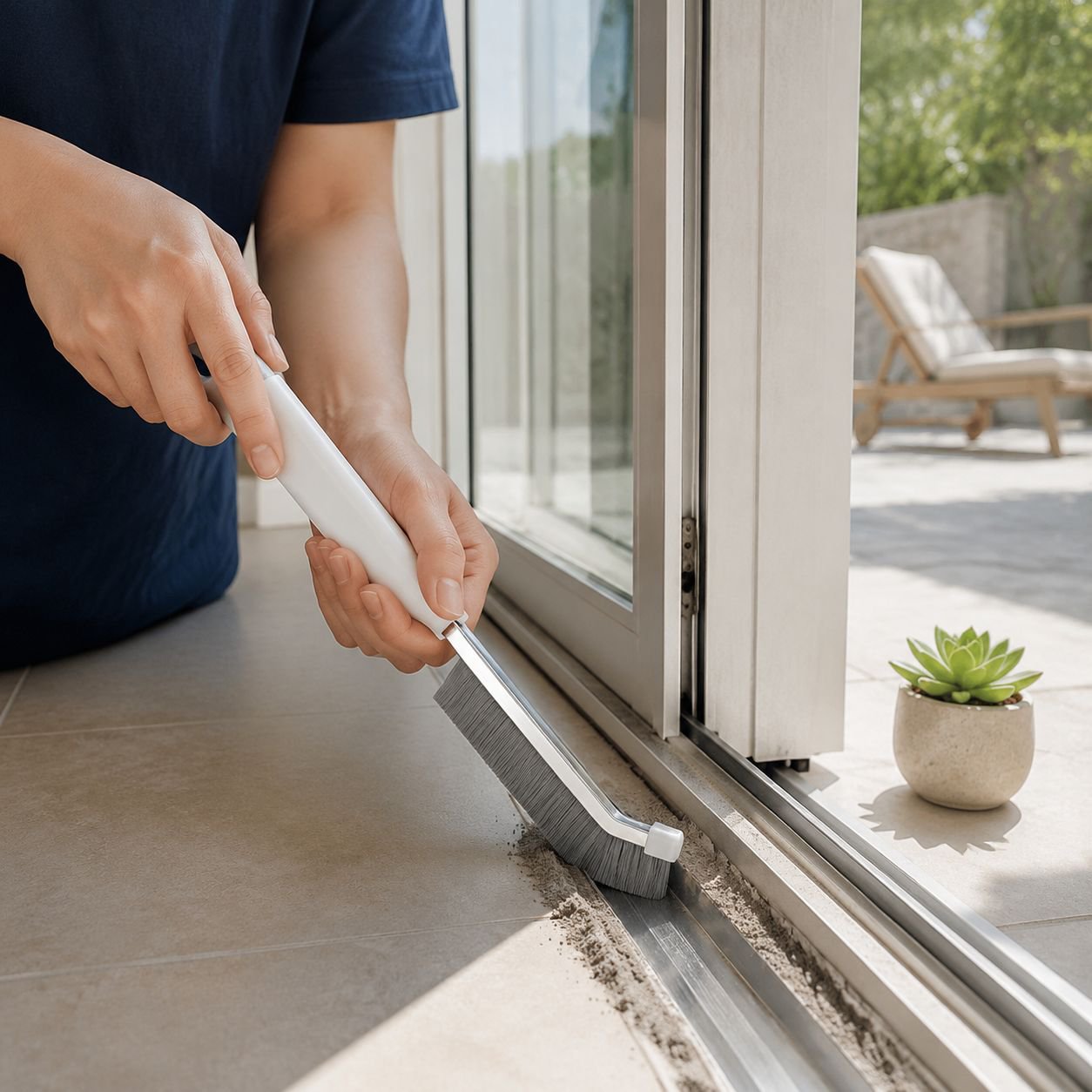 Stainless steel cleaning brush for kitchen surfaces