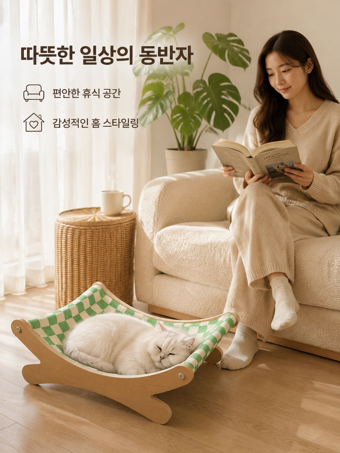 고양이 흔들의자 원목 스크래쳐 침대
