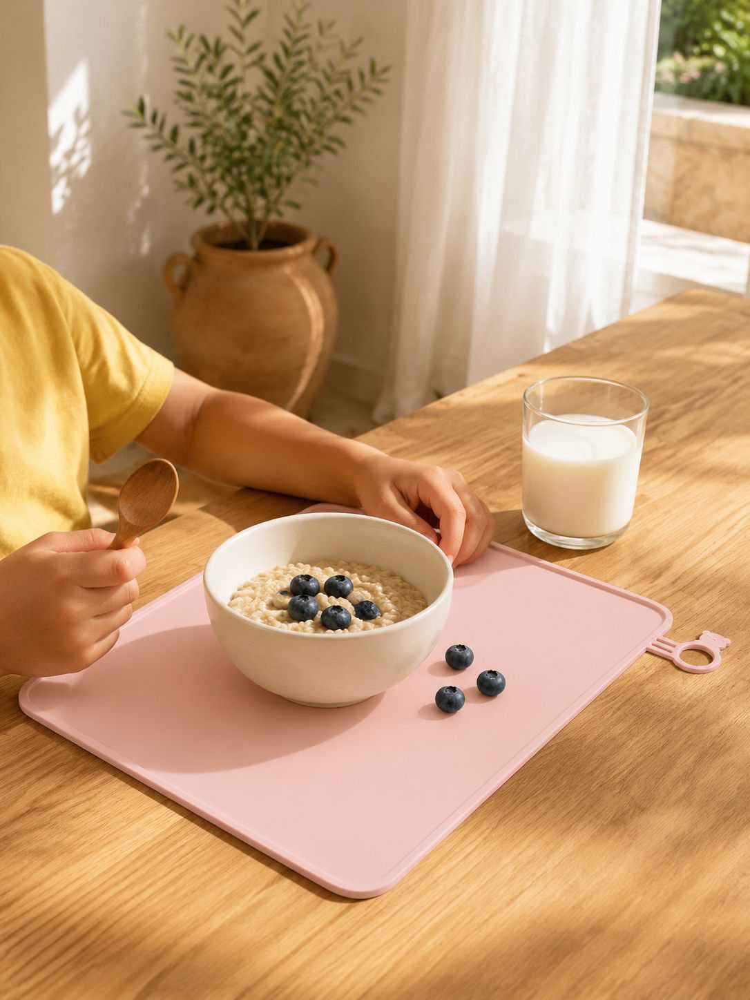 Taza plegable de silicona alimentaria en color azul